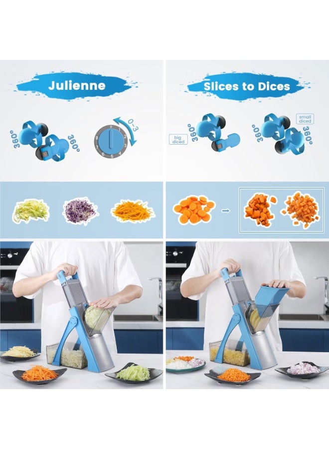 YelaJoy Upgrade Safe Slicer, Vegetable Chopper, Potato Slicer, Food Slicer Onion Chopper, Fry Cutter, Veggie Salad Dicer Kitchen Chopping Artifact Gifts (Blue) - Image 4